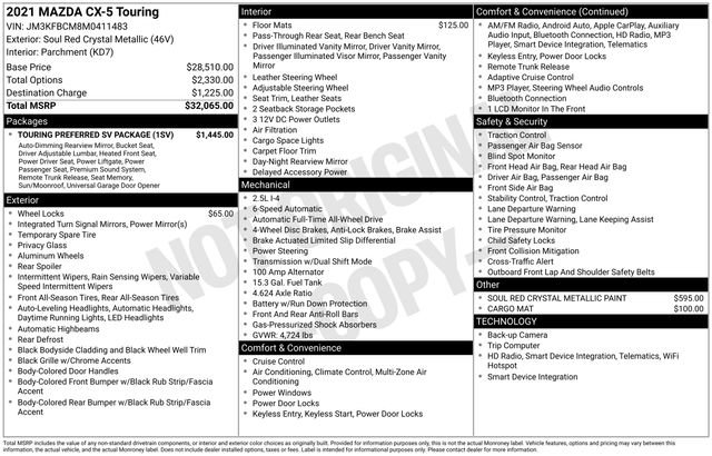 Certified 2021 MAZDA CX-5 Touring w/ Touring Preferred SV Package image 14