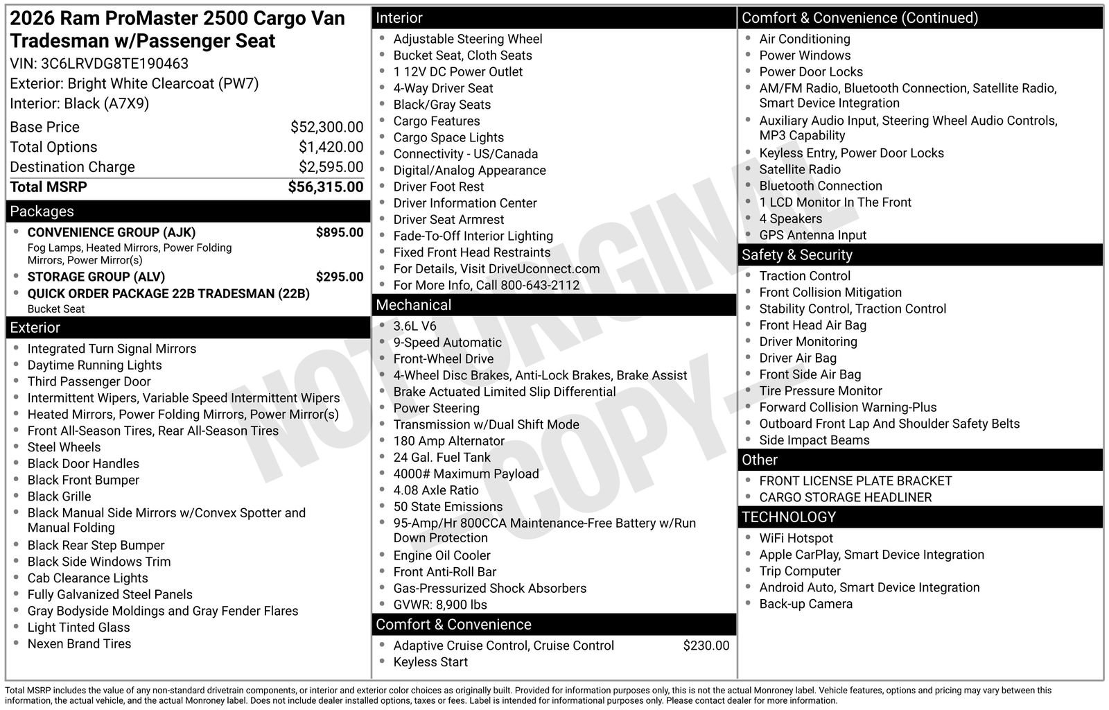 New 2026 RAM ProMaster 2500 w/ Convenience Group FWD image 25
