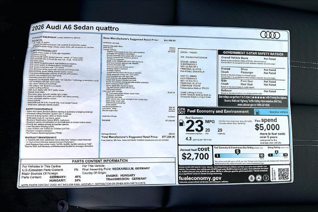New 2026 Audi A6 Prestige AWD/4WD image 14