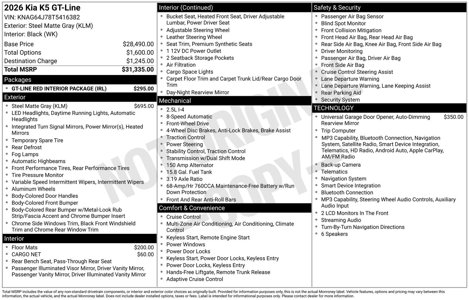 Certified 2026 Kia K5 GT-Line w/ GT-Line Red Interior Package image 25