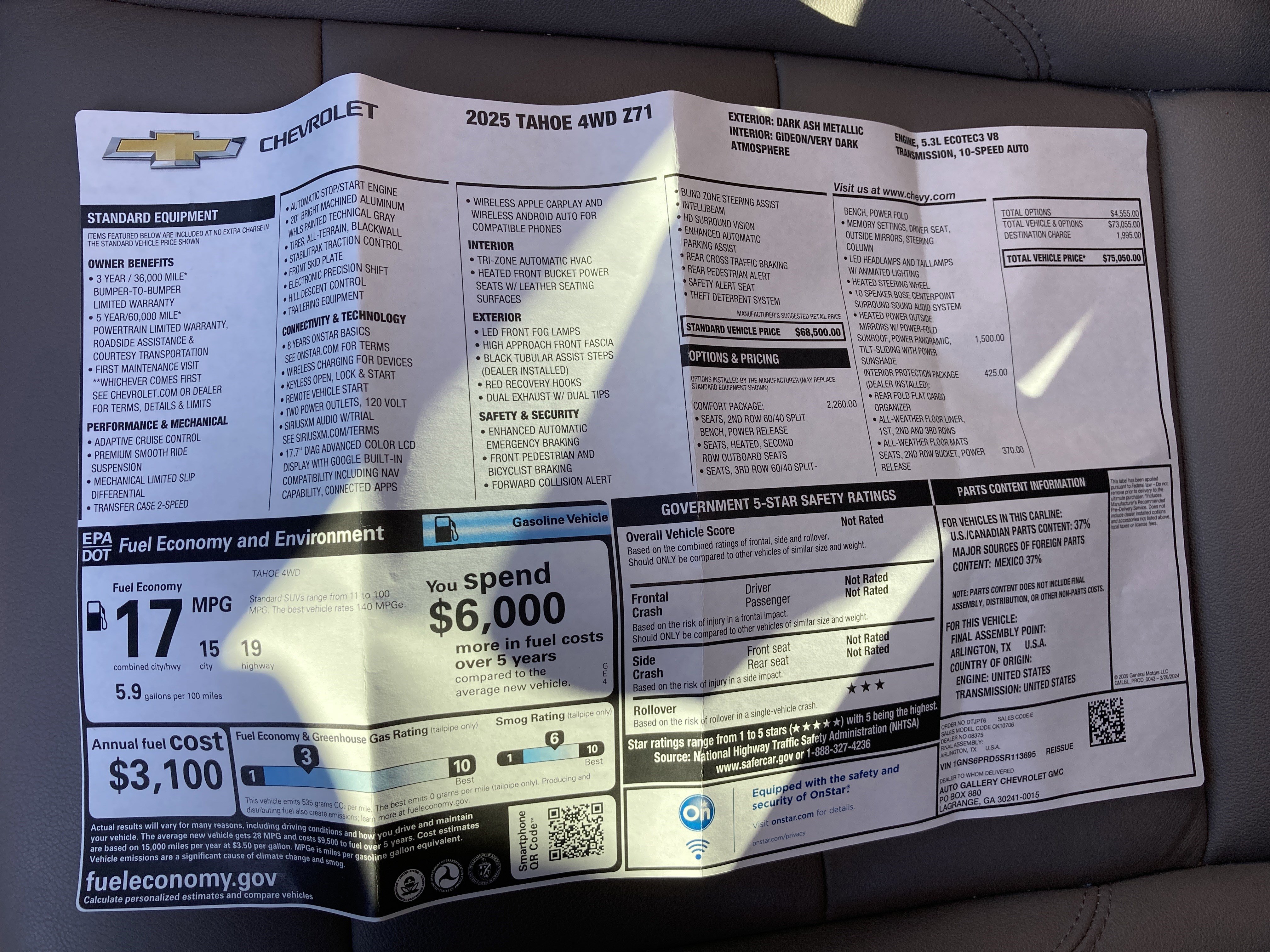 Used 2025 Chevrolet Tahoe Z71 w/ Comfort Package image 11