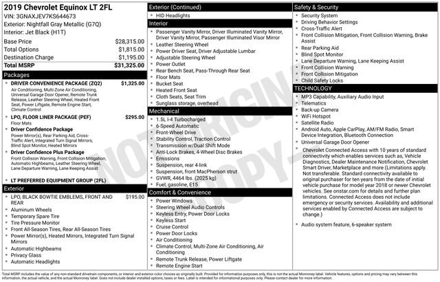 Used 2019 Chevrolet Equinox LT w/ Driver Convenience Package FWD image 33