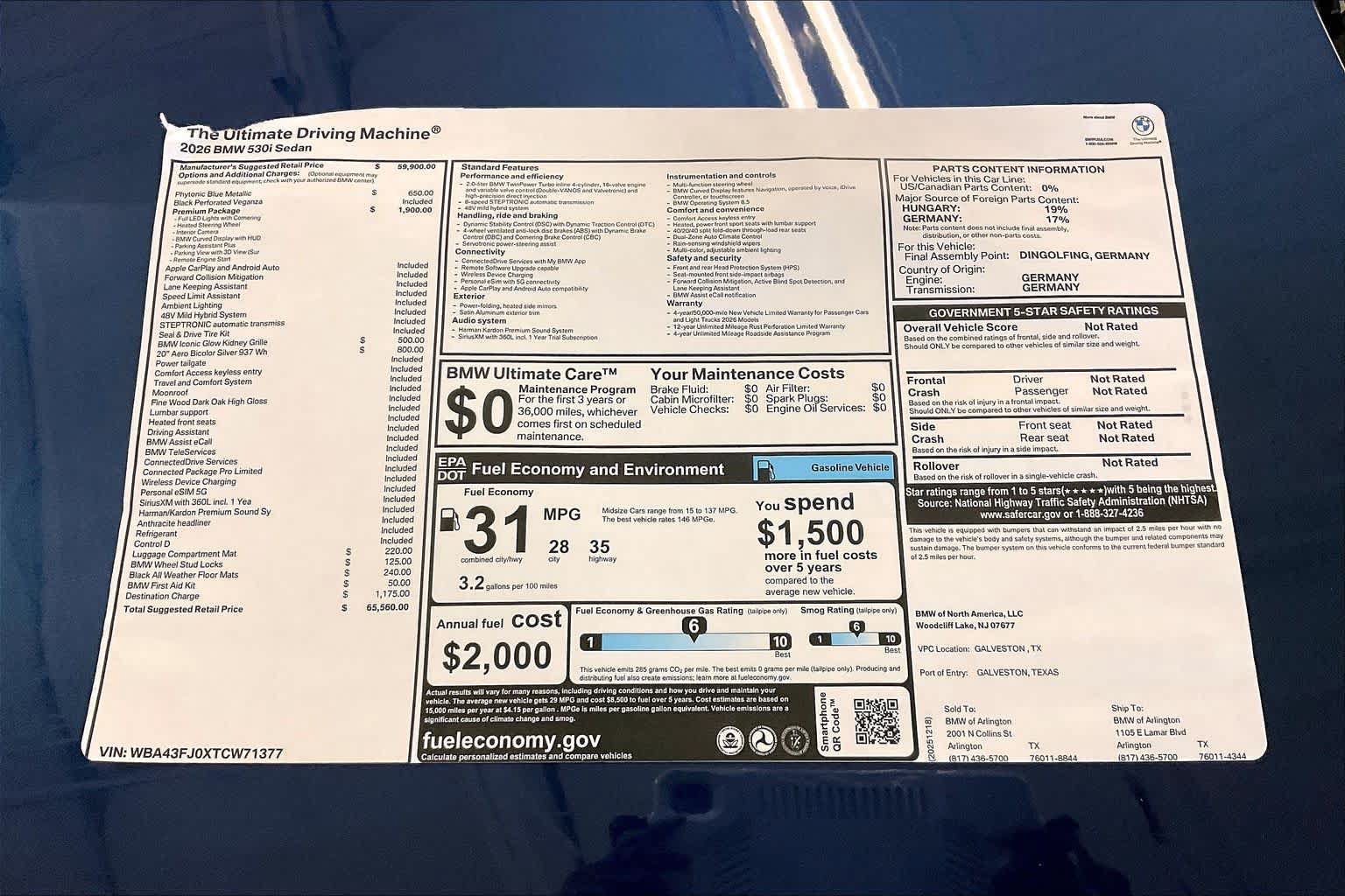 Used 2026 BMW 530i w/ Premium Package RWD image 19
