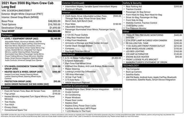 Used 2021 RAM 3500 Big Horn w/ Level 1 Equipment Group AWD/4WD image 35