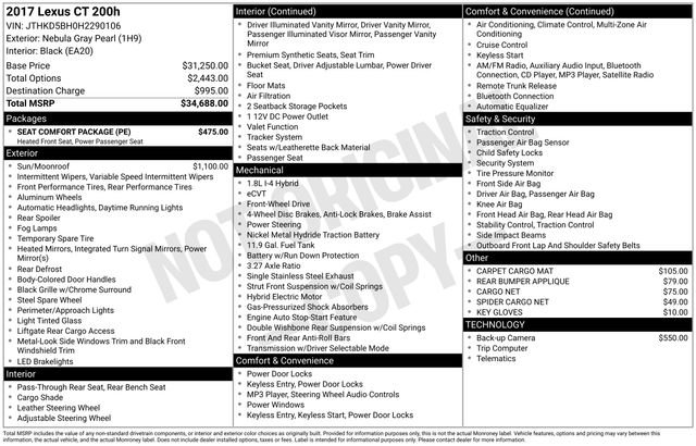 Used 2017 Lexus CT 200h 200h w/ Seat Comfort Package image 5