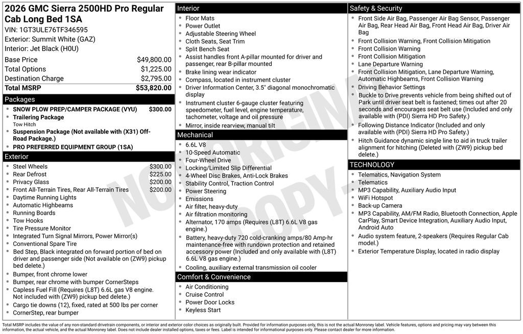 New 2026 GMC Sierra 2500 Pro w/ Snow Plow Prep/Camper Package AWD/4WD image 4