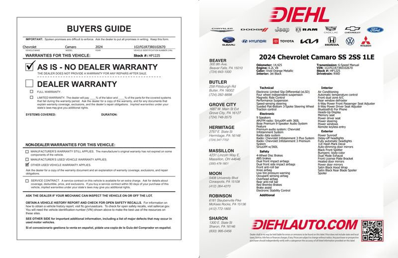 Used 2024 Chevrolet Camaro SS RWD image 52