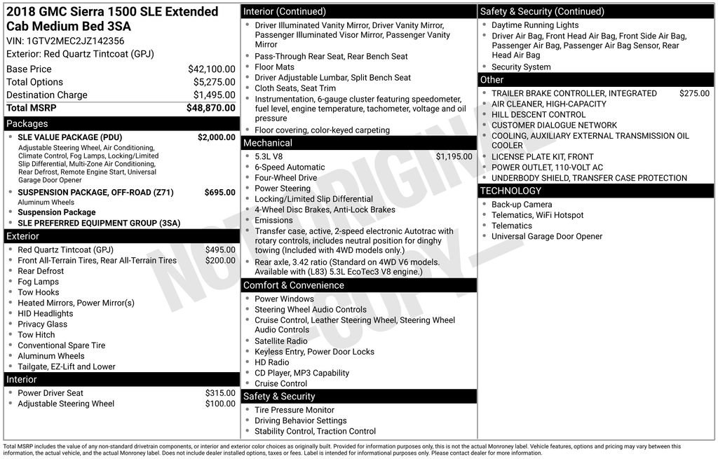 Certified 2018 GMC Sierra 1500 SLE w/ SLE Value Package AWD/4WD image 32