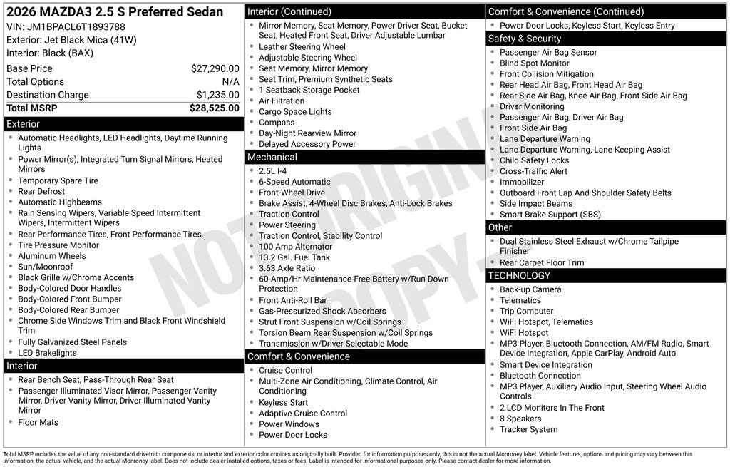 New 2026 MAZDA MAZDA3 2.5 S Sedan w/ Preferred Pkg FWD image 3