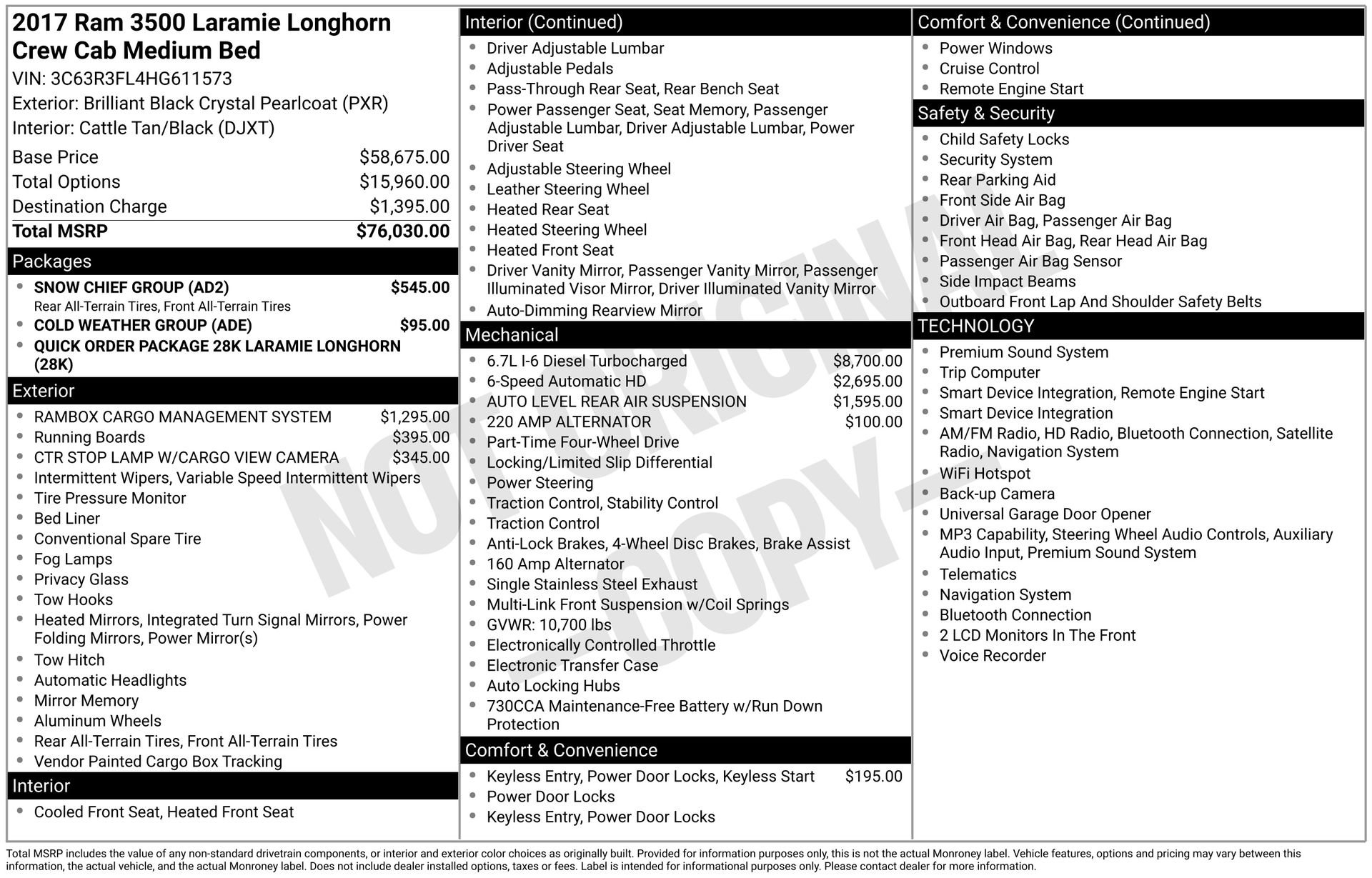 Used 2017 RAM 3500 Laramie Longhorn w/ Snow Chief Group AWD/4WD image 3