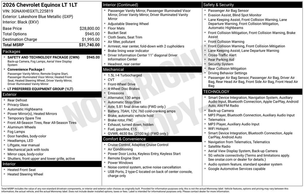 Used 2026 Chevrolet Equinox LT w/ Safety and Technology Package FWD image 2