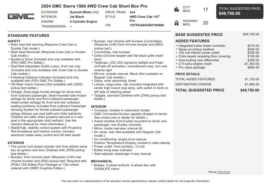 Certified 2024 GMC Sierra 1500 Pro w/ Pro Value Package AWD/4WD image 34