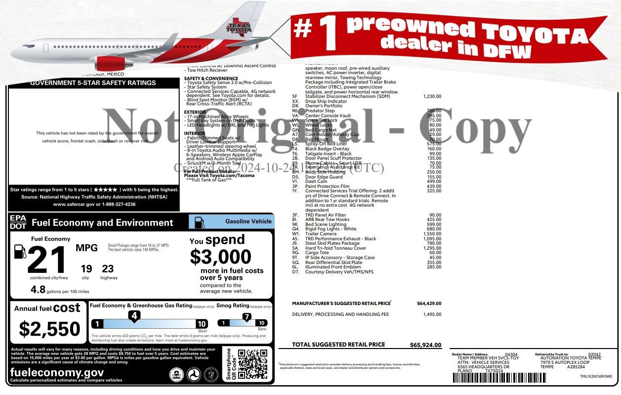 Used 2024 Toyota Tacoma TRD Off-Road w/ TRD Off Road Premium Package AWD/4WD image 1