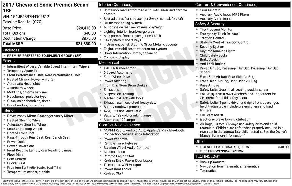 Certified 2017 Chevrolet Sonic Premier image 11