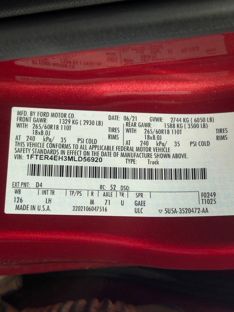 Certified 2021 Ford Ranger XL w/ Equipment Group 101A High image 25