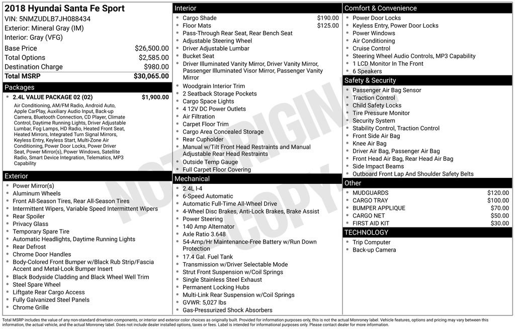 Used 2018 Hyundai Santa Fe Sport w/ 2.4L Value Package 02 AWD/4WD image 6
