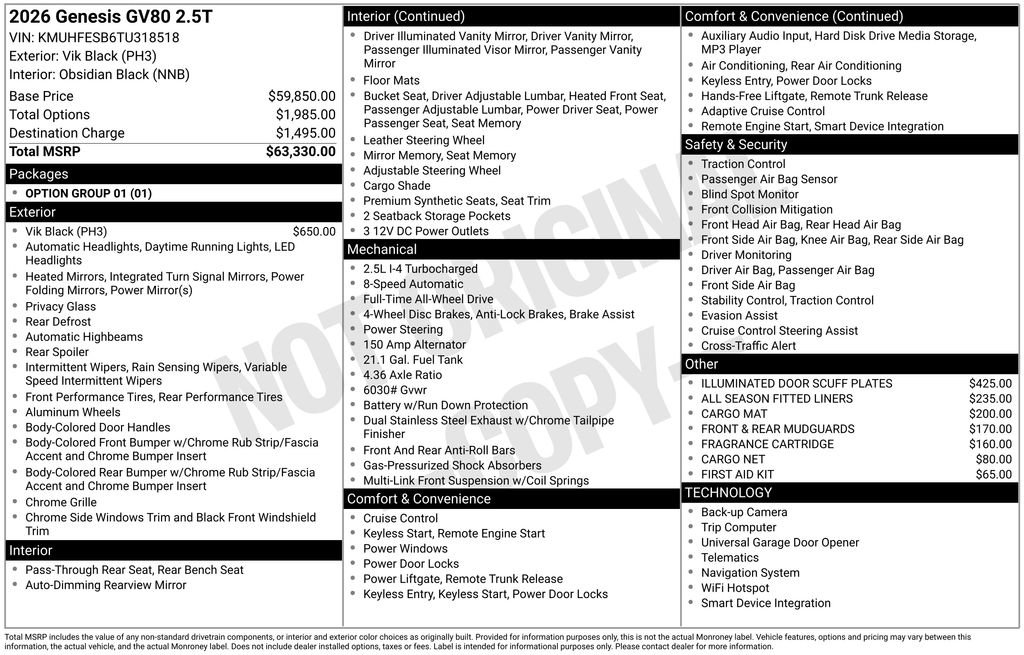 New 2026 Genesis GV80 2.5T image 4