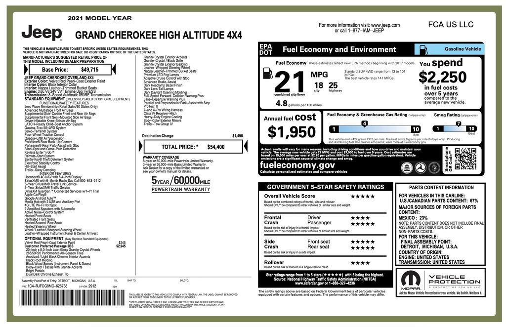 Certified 2021 Jeep Grand Cherokee High Altitude image 2