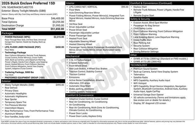 New 2026 Buick Enclave Preferred w/ Power Package FWD image 24