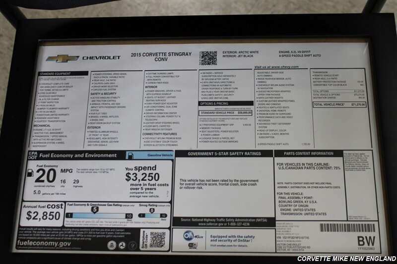 Used 2015 Chevrolet Corvette Stingray Convertible w/ 3LT Preferred Equipment Group RWD image 40