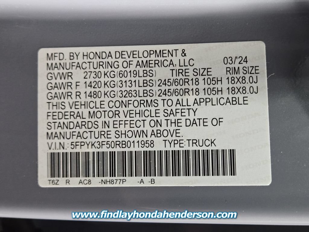 Certified 2024 Honda Ridgeline RTL image 14