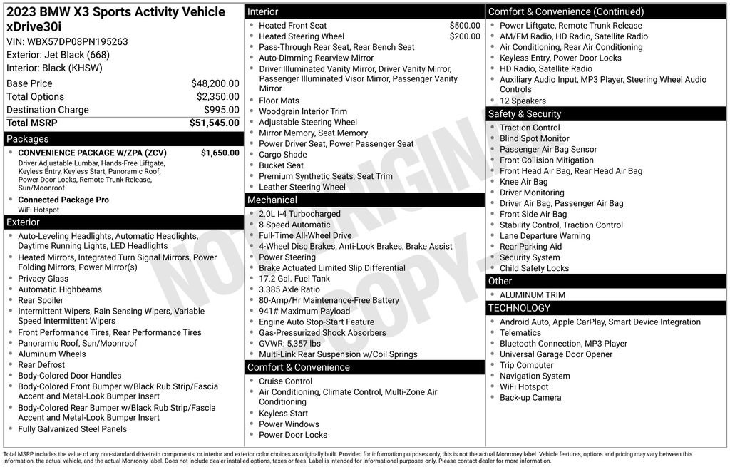 Used 2023 BMW X3 xDrive30i w/ Convenience Package w/ZPA image 20
