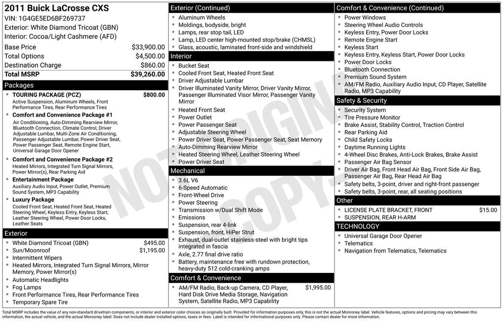 Used 2011 Buick LaCrosse CXS w/ Touring Package FWD image 8