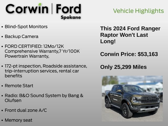 Certified 2024 Ford Ranger Raptor AWD/4WD image 7