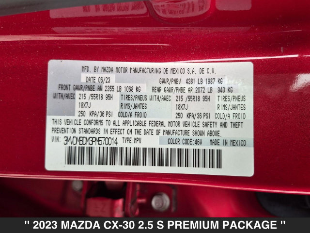 Used 2023 MAZDA CX-30 AWD 2.5 S w/ Premium Package image 37