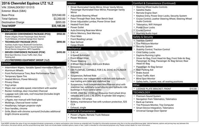 Used 2016 Chevrolet Equinox LTZ w/ Enhanced Convenience Package FWD image 31