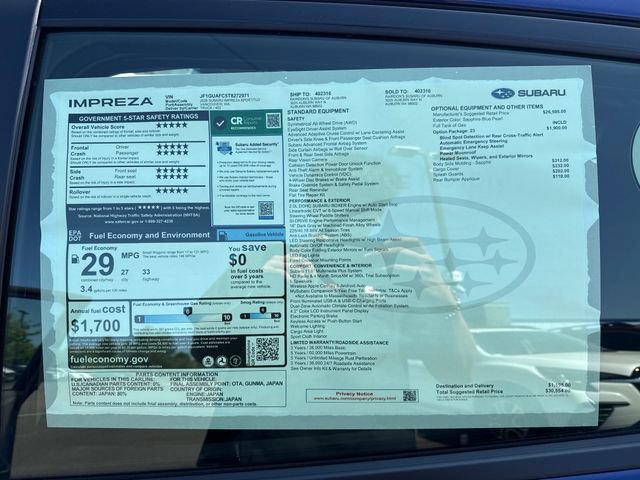 New 2026 Subaru Impreza 2.0i Sport AWD/4WD image 33