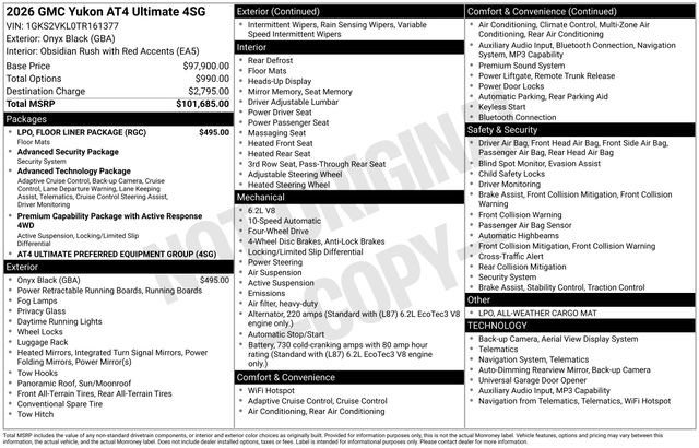 Used 2026 GMC Yukon AT4 Ultimate w/ LPO, Floor Liner Package AWD/4WD image 29