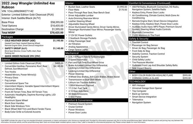 Certified 2022 Jeep Wrangler Unlimited Rubicon 4xe w/ Cold Weather Group image 35