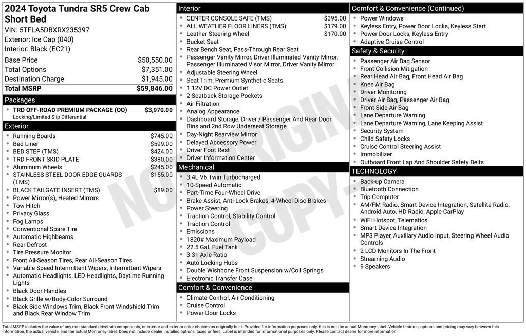 Certified 2024 Toyota Tundra SR5 w/ TRD Off-Road Premium Package AWD/4WD image 42
