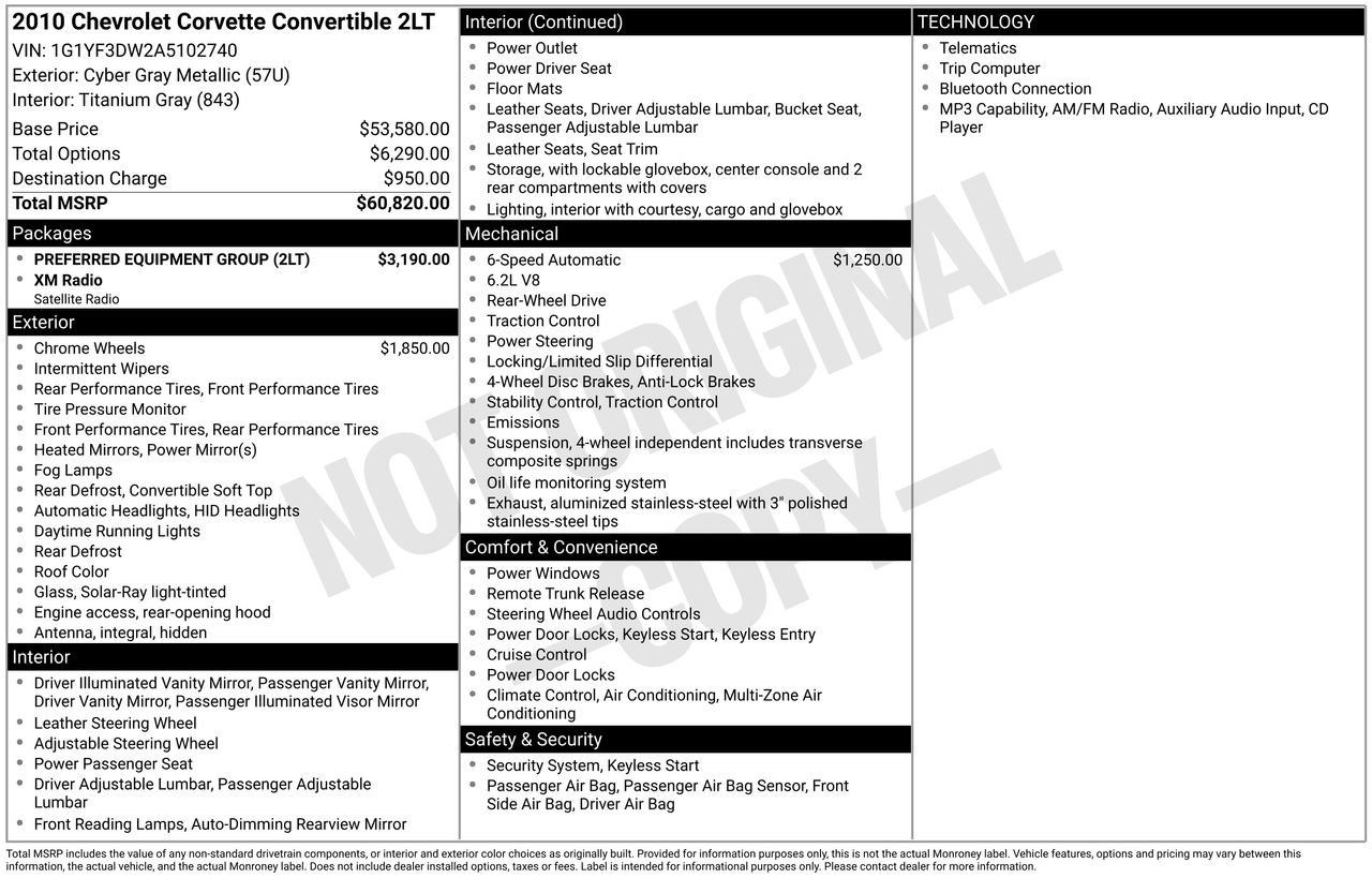 Used 2010 Chevrolet Corvette Convertible w/ Preferred Equipment Group RWD image 31