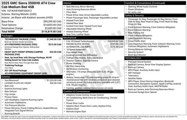 Used 2025 GMC Sierra 3500 AT4 w/ Technology Package