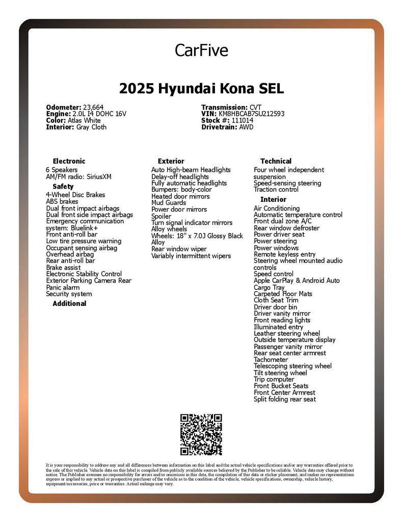 Used 2025 Hyundai Kona SEL AWD/4WD image 29