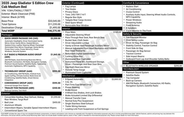 Used 2020 Jeep Gladiator Sport w/ Quick Order Package 24S image 38