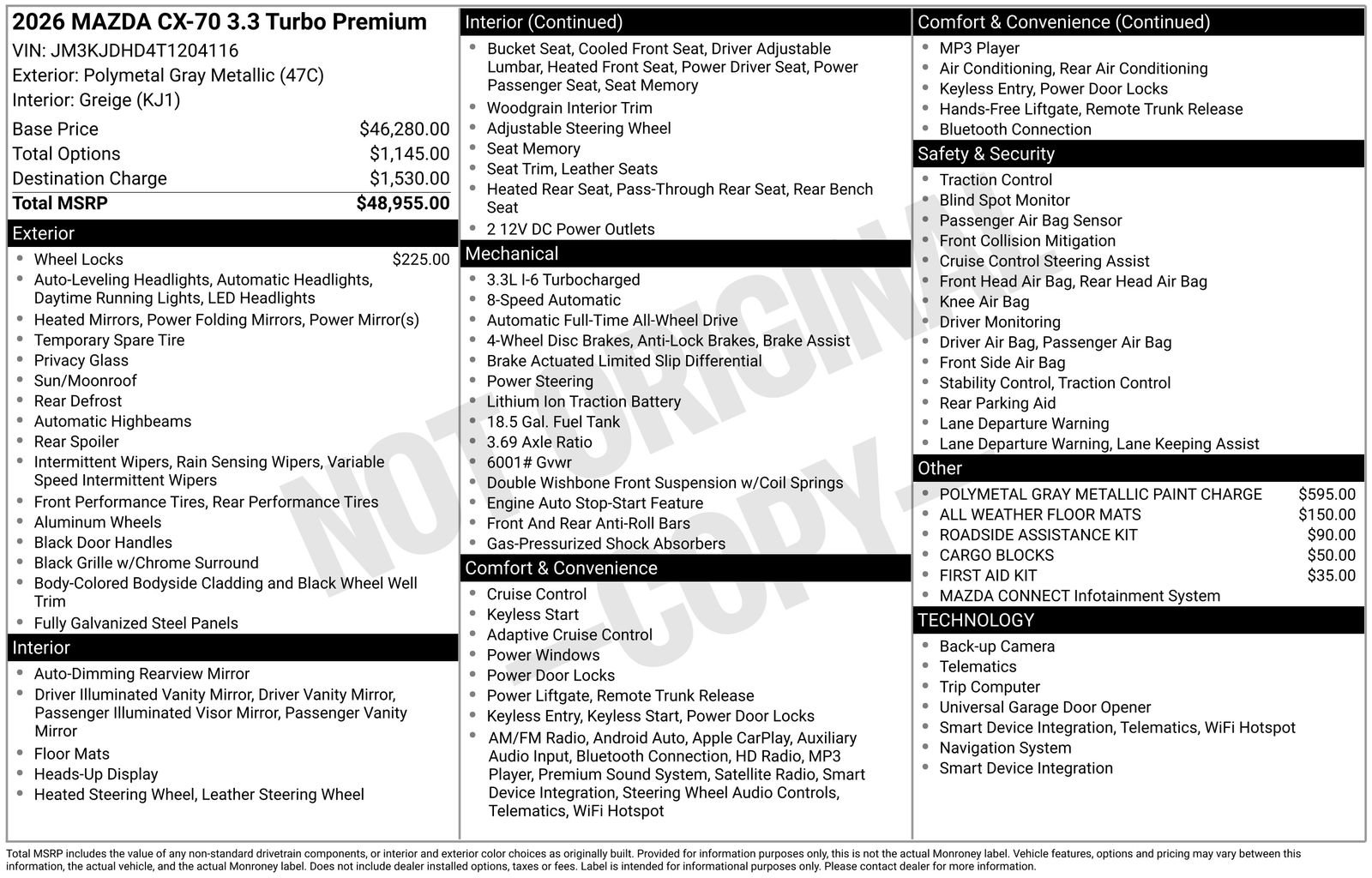 New 2026 MAZDA CX-70 3.3 Turbo w/ Premium Package image 22