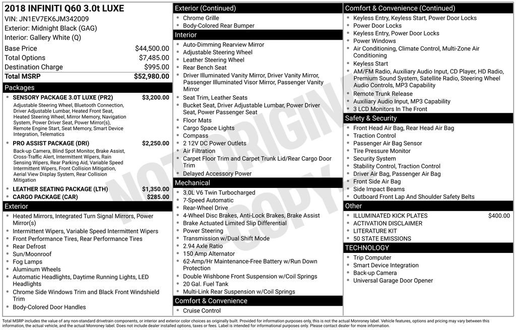 Used 2018 INFINITI Q60 3.0t Luxe w/ Sensory Package 3.0T Luxe image 15