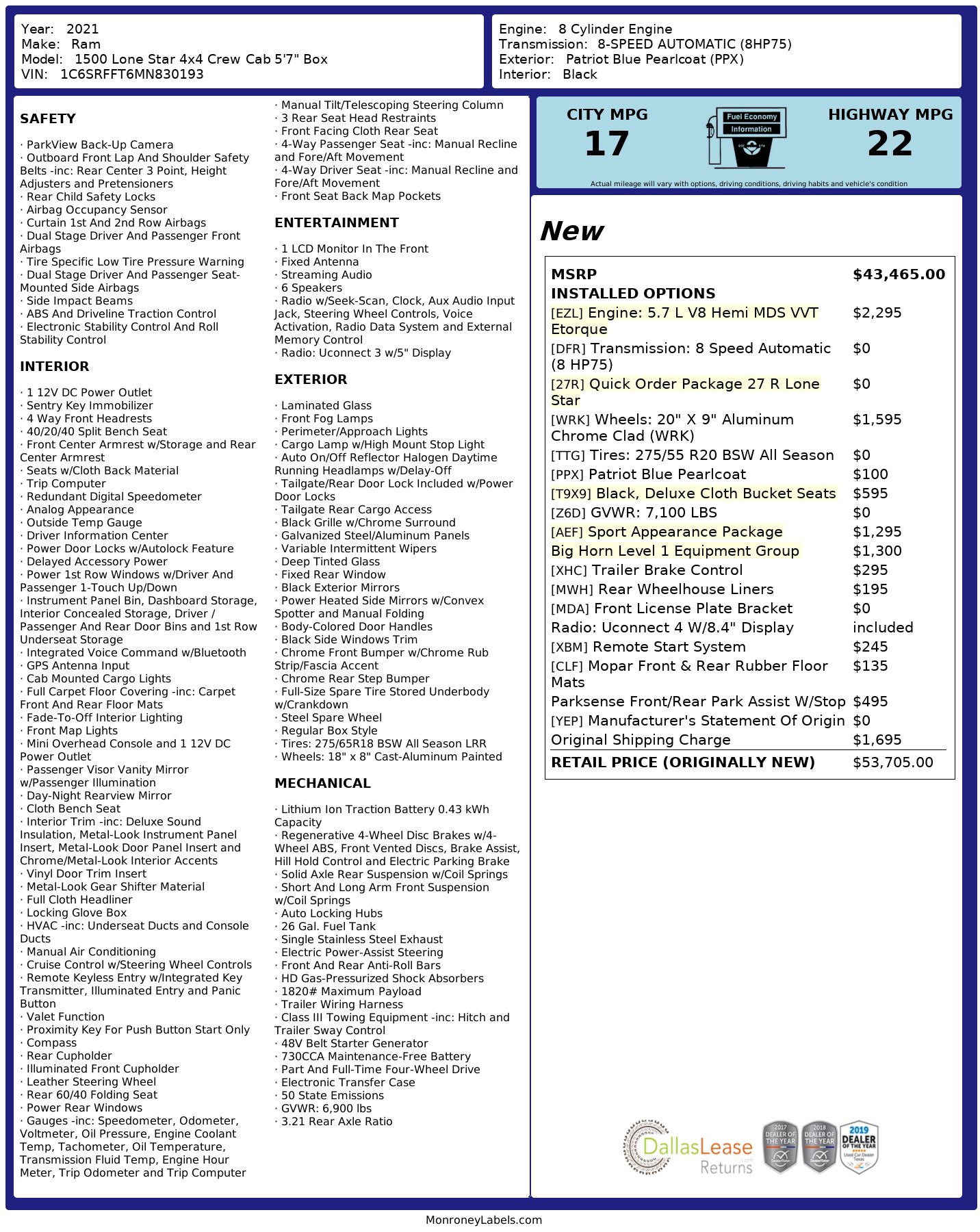 Used 2021 RAM 1500 Lone Star image 3