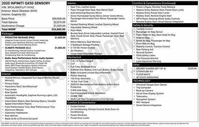 Used 2020 INFINITI QX50 Sensory w/ Proactive Package image 10