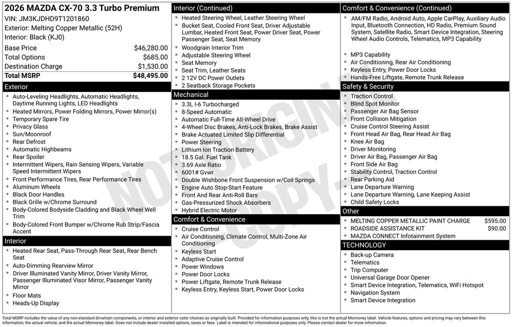 New 2026 MAZDA CX-70 3.3 Turbo w/ Premium Package image 3