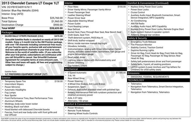 Used 2013 Chevrolet Camaro LT w/ Silver Rally Stripe Package image 7