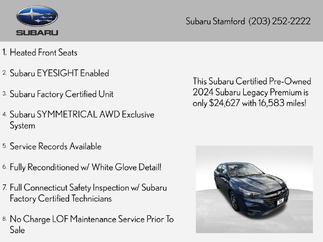 Certified 2024 Subaru Legacy Premium AWD/4WD image 2