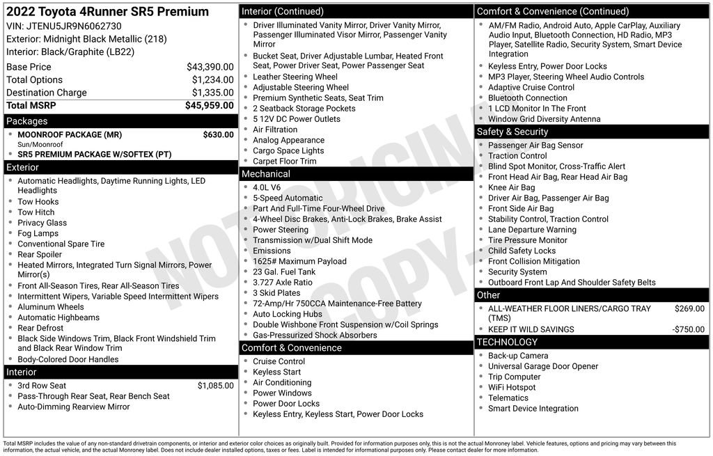 Used 2022 Toyota 4Runner SR5 Premium w/ Moonroof Package image 3