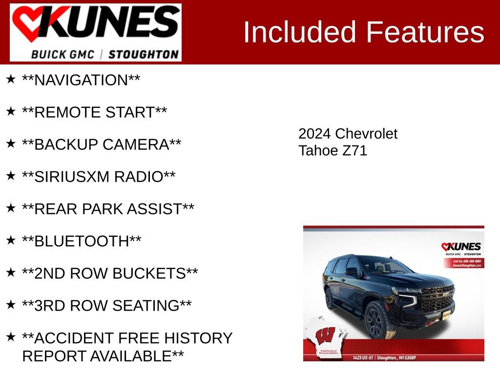 Used 2024 Chevrolet Tahoe Z71 w/ Luxury Package AWD/4WD image 2