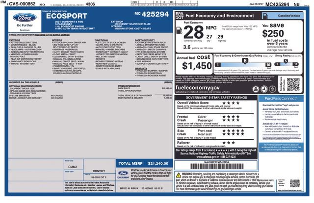 Used 2021 Ford EcoSport S FWD image 19