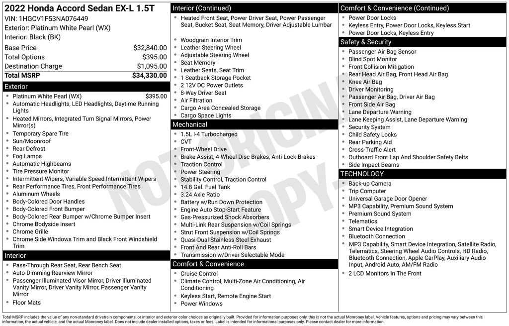 Used 2022 Honda Accord EX-L image 3
