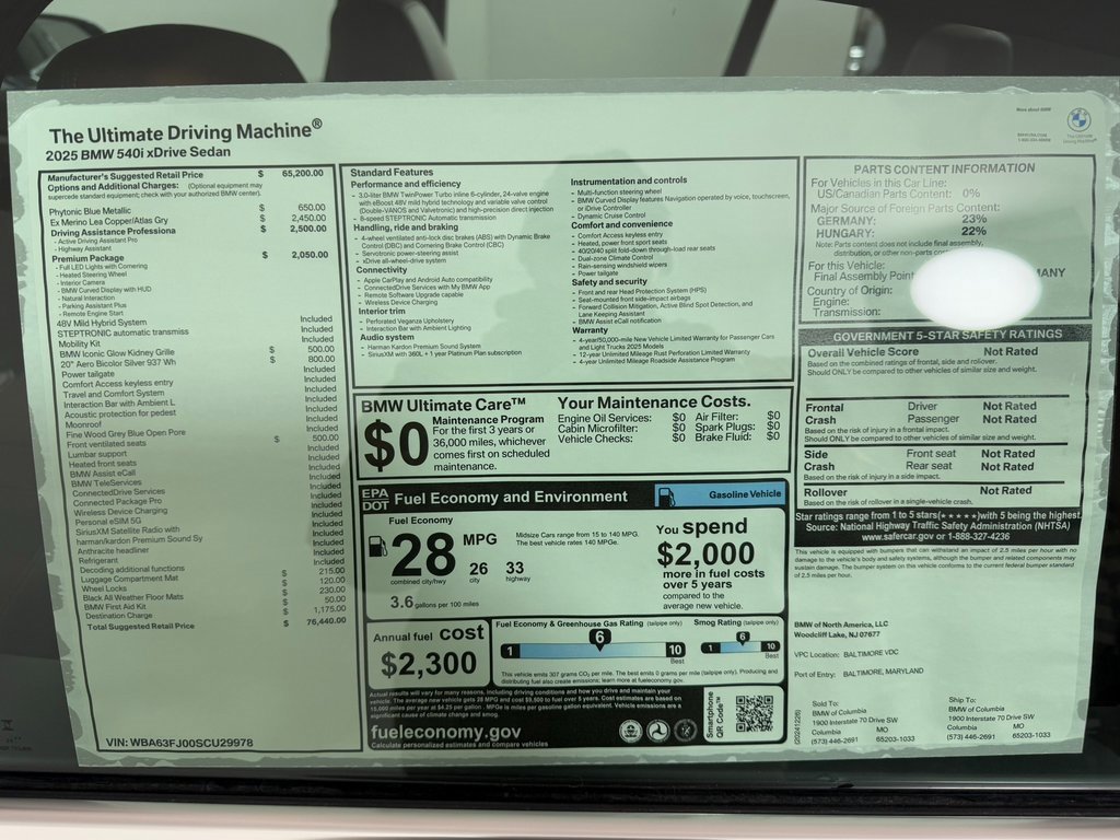 New 2025 BMW 540i xDrive w/ Premium Package image 28